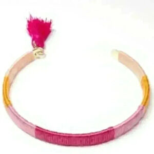 INC Pink Fabric‎ Wrapped Bangle Bracelet with Tassel